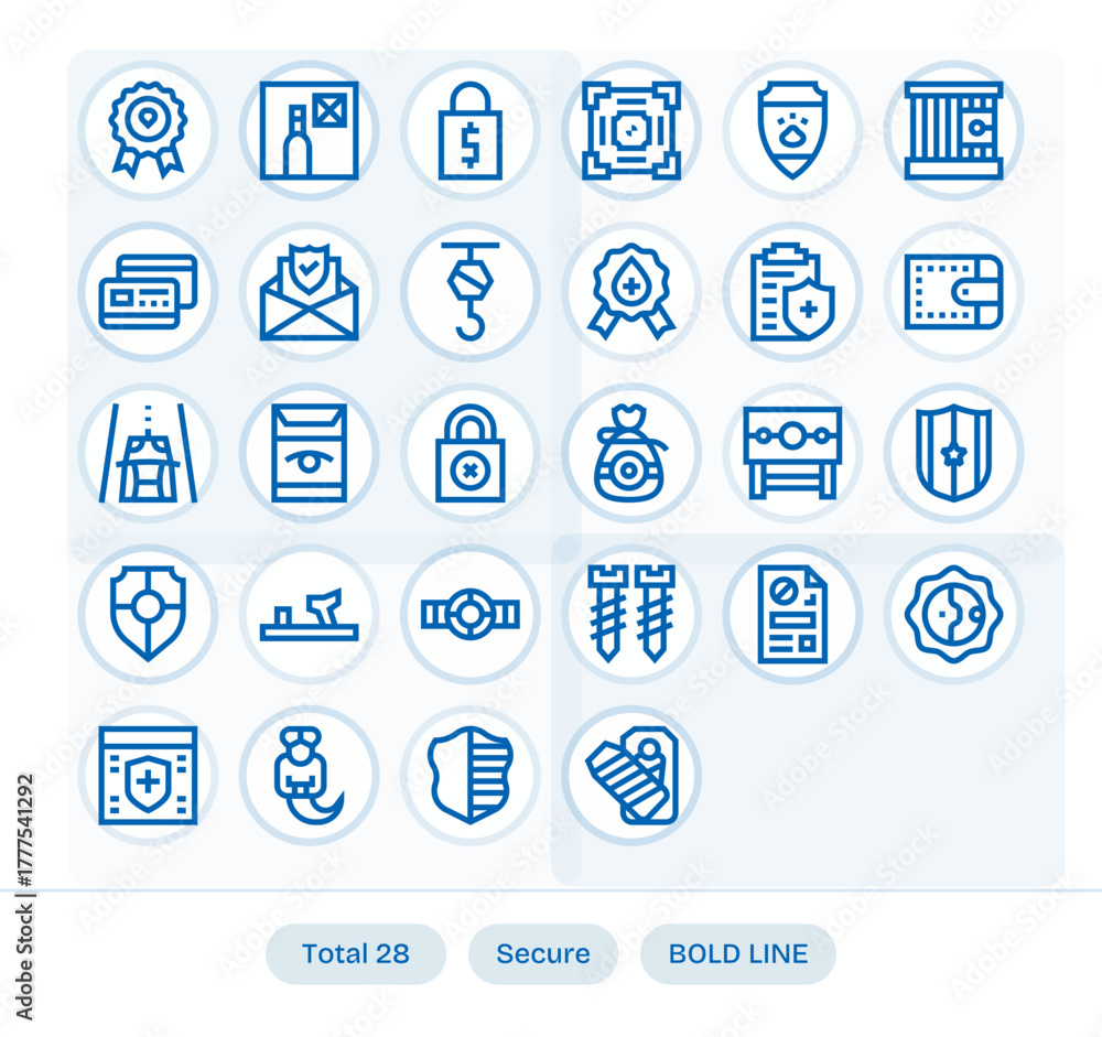 Fototapeta premium 28 Bold Line Detail Enhanced Retina Ready Vector Icons from Secure Suite