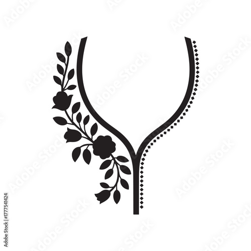 Black and White Ornate Neckline Yoke Design for Tunic or Dress