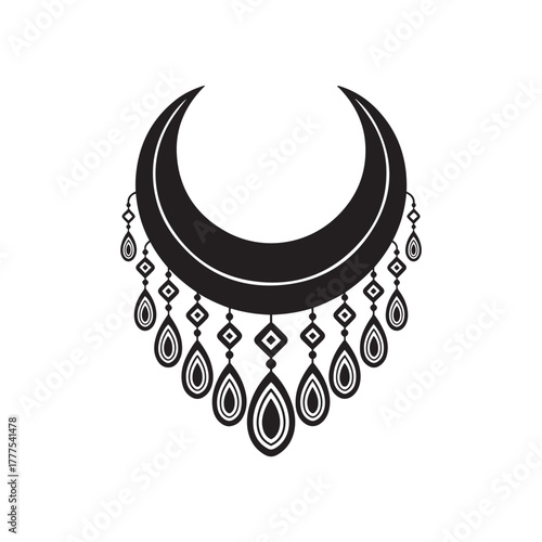 Black and White Ornate Neckline Yoke Design for Tunic or Dress