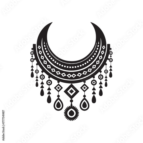 Black and White Ornate Neckline Yoke Design for Tunic or Dress