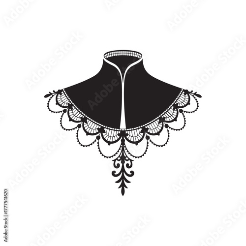 Black and White Ornate Neckline Yoke Design for Tunic or Dress