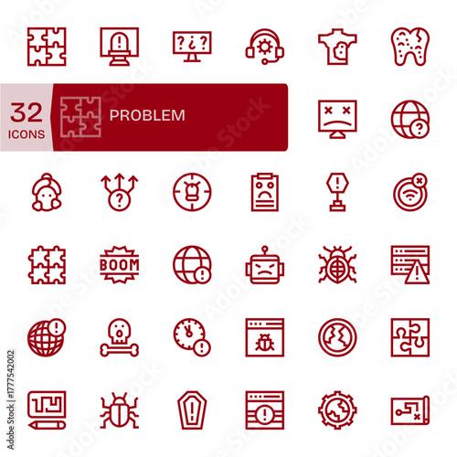 Fotografija 32 Bold Line Editable Designs for Problem Retina Ready Vector Icons