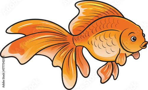 cartoon goldfish vector illustration
