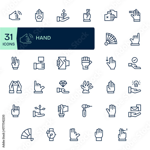 35 64x64 Regular Line Editable Vector Icons for Hand Projects