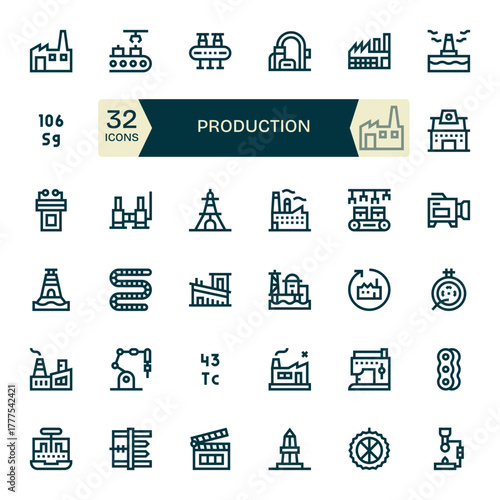 32 128x128 Vector Icons for Production with PIXEL Perfect Bold Line clarity