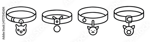Collection of cute cat collars with charms vector illustration for pet accessories design needs