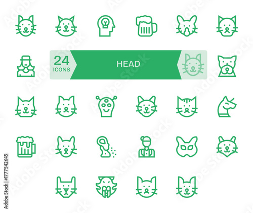 Head Essential Vector Set including 24 PIXEL Perfect Bold Line 64x64 Icons