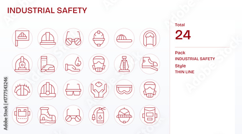 24 Detail Enhanced Thin Line Vector Icons from Industrial Safety Collection