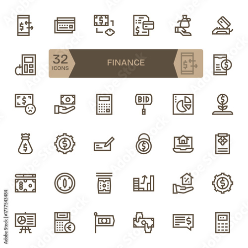 Finance Complete Vector Package with 32 Retina Ready Bold Line Pixel Optimized Icons