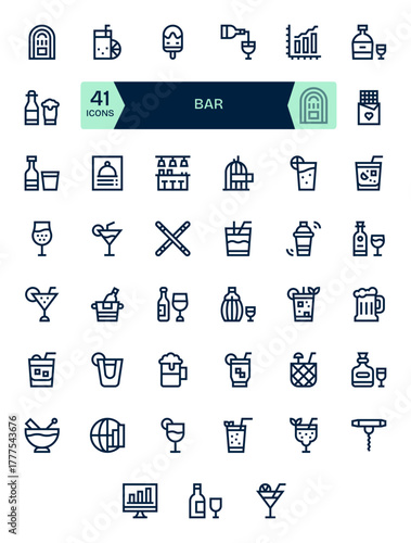 Bar Vector Icon Arsenal with 41 High Resolution Bold Line Pixel Aligned designs
