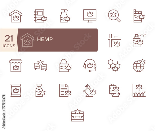 25 High Resolution Regular Line Display Perfect Vector Icons for Hemp Projects