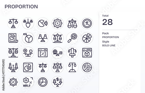 Proportion Vector Icon Toolkit featuring 28 Pixel Aligned Retina Ready Bold Line elements