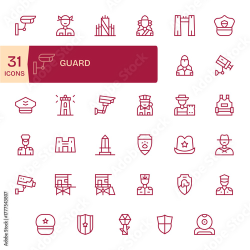 35 Regular Line PIXEL Perfect Vector Icons tailored for Guard 128x128 interface