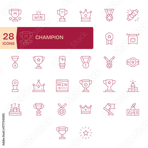 32 64x64 Vector Icons for Champion in Pixel Optimized Thin Line Format