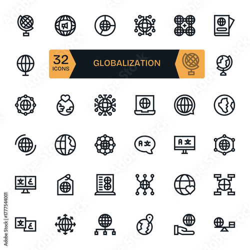 32 Bold Line PIXEL Perfect Vector Icons tailored for Globalization Retina Ready interface