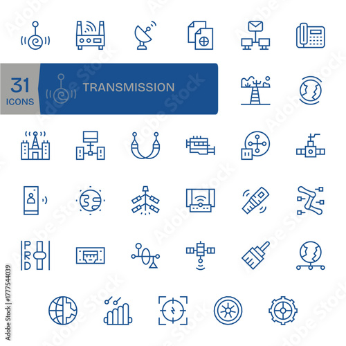 35 Vector Icons for Transmission featuring 256x256 Display Perfect Regular Line Graphics