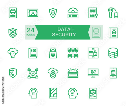 Data Security Visual Pack containing 24 Bold Line Pixel Optimized Vector Icons