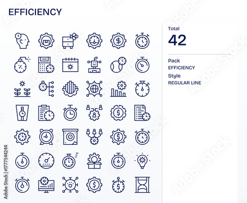 Efficiency Vector Icon Set with 42 Regular Line High Resolution Display Perfect Graphics