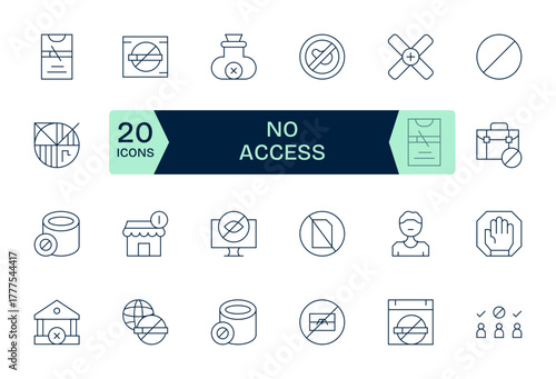 No Access Complete Vector Package with 24 Retina Ready Thin Line Display Perfect Icons