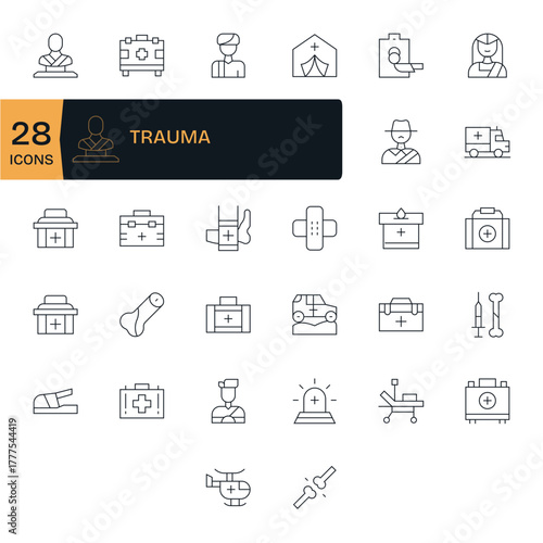 Thin Line Display Perfect Vector Icons from Trauma Set with 32 High Resolution Icons