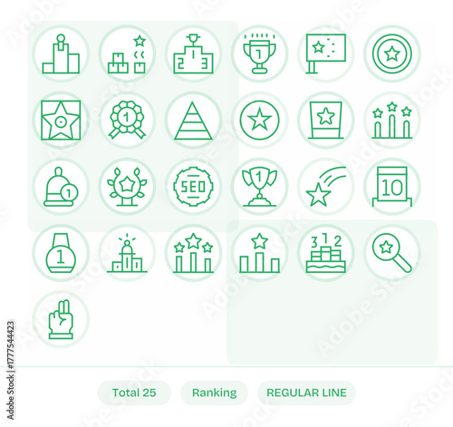 Ranking Vector Icon Repository containing 25 Regular Line Retina Ready Pixel Aligned graphics