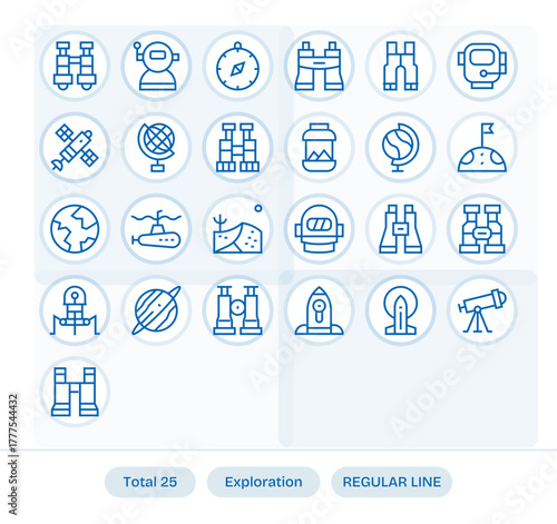 25 Regular Line Pixel Aligned Vector Icons crafted for Exploration High Resolution applications