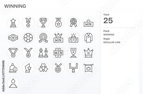 25 Regular Line Vector Icons designed for Winning in 256x256 Display Perfect format