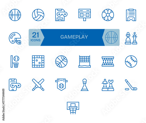 25 Regular Line Vector Icons for Gameplay in crisp 64x64 Grid Fitted resolution