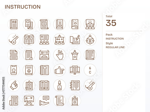 Instruction Vector Icon Repository containing 35 Regular Line High Resolution Pixel Aligned graphics