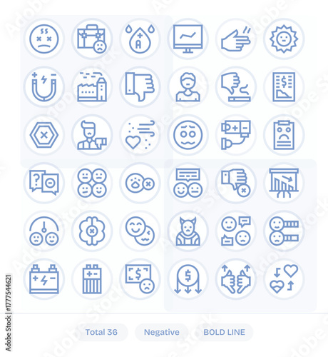 36 Vector Icons for Negative optimized in Pixel Aligned Retina Ready Bold Line resolution