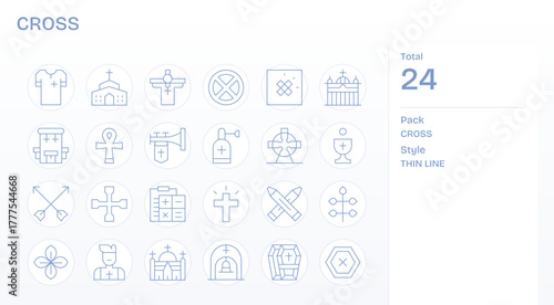 24 64x64 Thin Line Display Perfect Vector Icons for Cross Projects