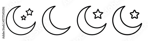 Moon stars crescent night sky celestial astronomy astrology space drawing vector art design