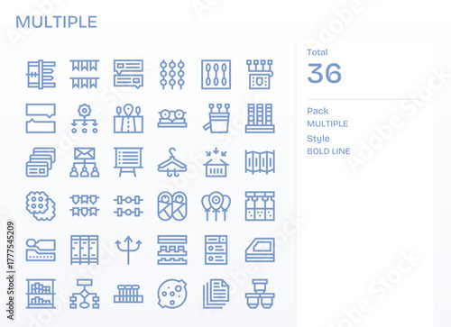 Multiple Digital Vector Pack containing 36 Detail Enhanced Bold Line Retina Ready Icons