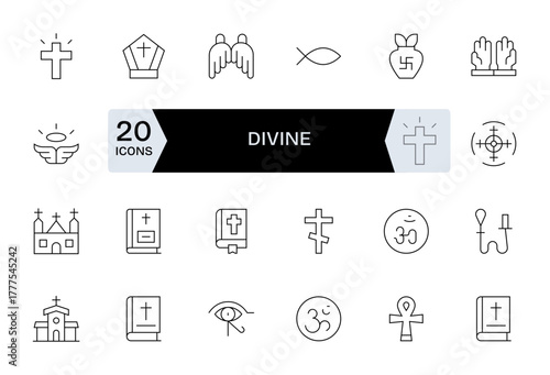 24 64x64 Thin Line Vector Icons optimized for Divine Pixel Optimized display
