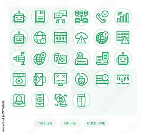 Offline Comprehensive Vector Bundle with 28 Pixel Optimized Bold Line 256x256 Icons