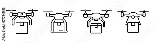 Drone delivery service vector: package delivery by drone, drone shipping, drone technology, ai drone