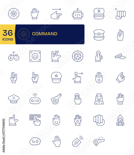 Command Design Vector Icons featuring 40 Detail Enhanced Thin Line Style