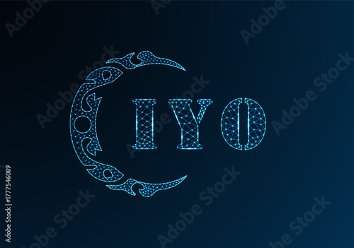 Low poly letter logo IYO design. IYO letter logo low poly vector design on blue color gradient background. IYO logo low poly design