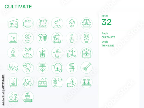 32 Thin Line Editable Designs for Cultivate 256x256 Vector Icons