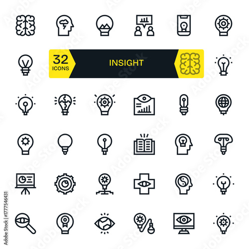 Insight including 32 128x128 Bold Line Vector Illustrations