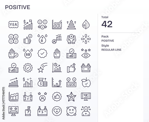 Positive Ultimate Vector Package with 42 Retina Ready Regular Line Pixel Aligned Icons