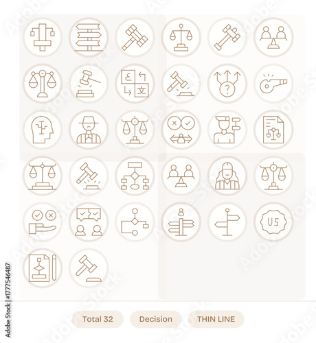 Decision including 32 Retina Ready Thin Line Vector Illustrations