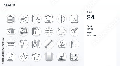 Mark Modern Vector Collection with 24 Thin Line Retina Ready Pixel Aligned Icons
