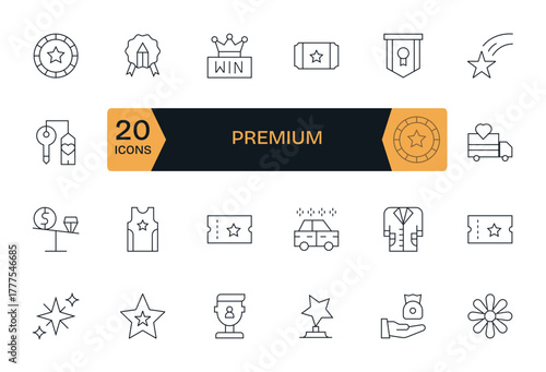 Bild auf Leinwand 24 Premium Pixel Optimized Vector Icons in 256x256 Thin Line Aesthetic