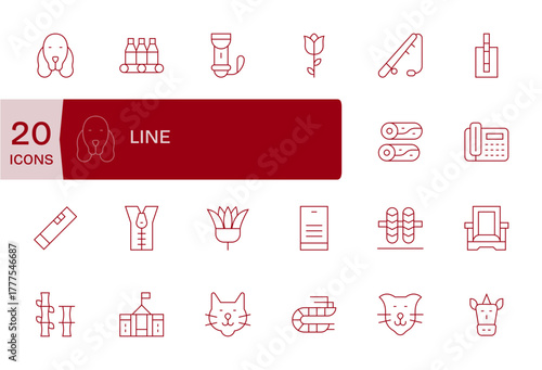 Line Essential Vector Set including 20 Detail Enhanced Thin Line Retina Ready Icons