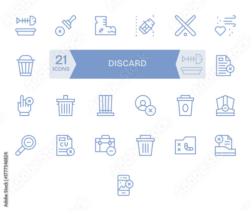 Discard Exclusive Vector Set featuring 25 Regular Line Detail Enhanced High Resolution Icons