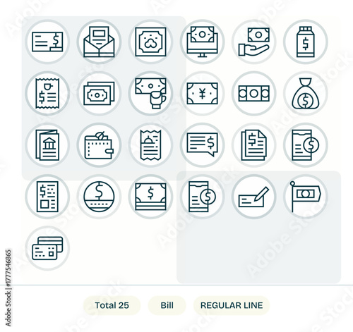 25 Regular Line Display Perfect Vector Icons for Bill Graphics