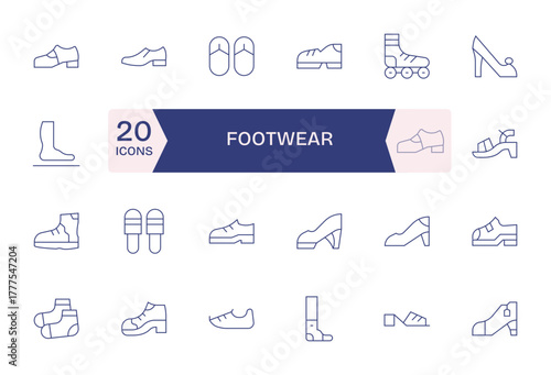 Thin Line PIXEL Perfect Vector Icons from Footwear Set with 24 256x256 Icons