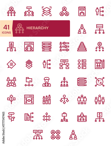 Hierarchy Comprehensive Vector Bundle with 41 Pixel Aligned Bold Line Retina Ready Icons