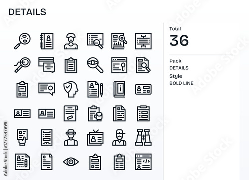 Details Exclusive Vector Set featuring 36 Bold Line Pixel Optimized Retina Ready Icons